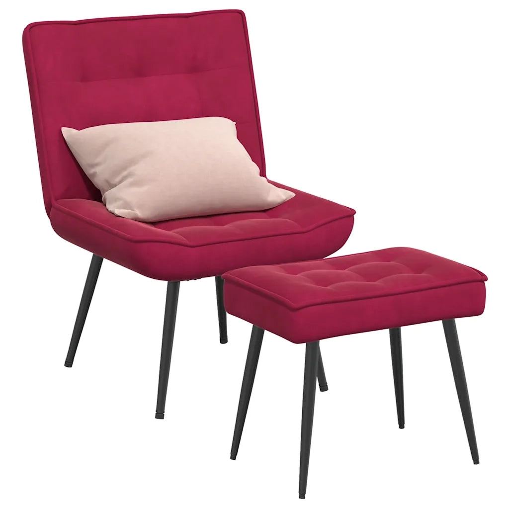 Divano Sedia-Poltrona Relax con Poggiapiedi Rosso Vino in Velluto 354361
