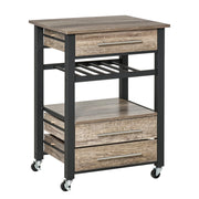 Easycomfort Carrello da Cucina Portavivande con 3 Cassetti e Mensola, Mobiletto Multiuso in Legno Truciolare, 60x50x84.5cm, Quercia