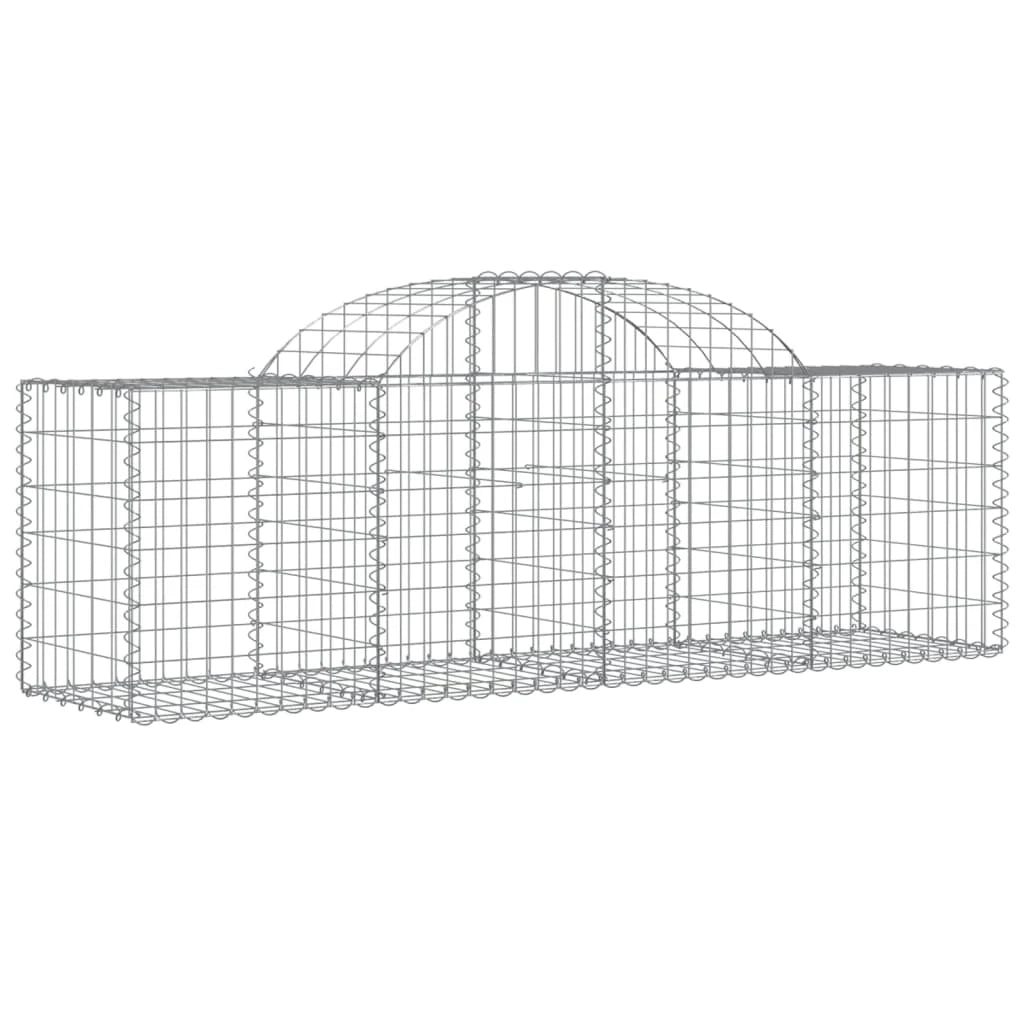 Cestini gabbioni recinzione a gabbia muro di contenimento ad arco 30 pezzi 200 x 50 x 60/80 cm ferro zincato argento 02_0040834