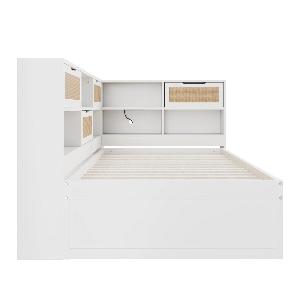 Divano letto multifunzione legno bianco 90x200 cm