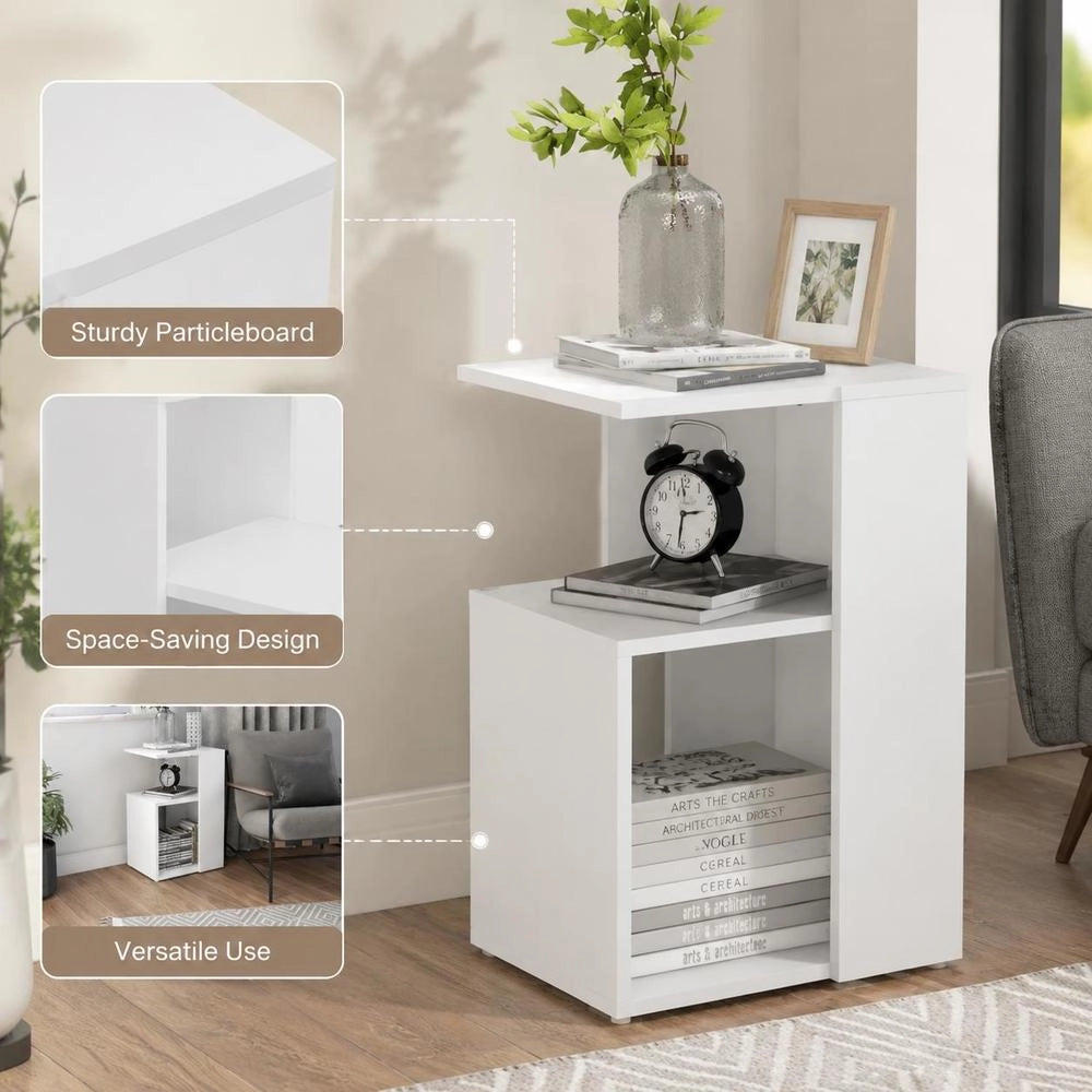 Side Table White 36x30x56 Cm Wood Composite