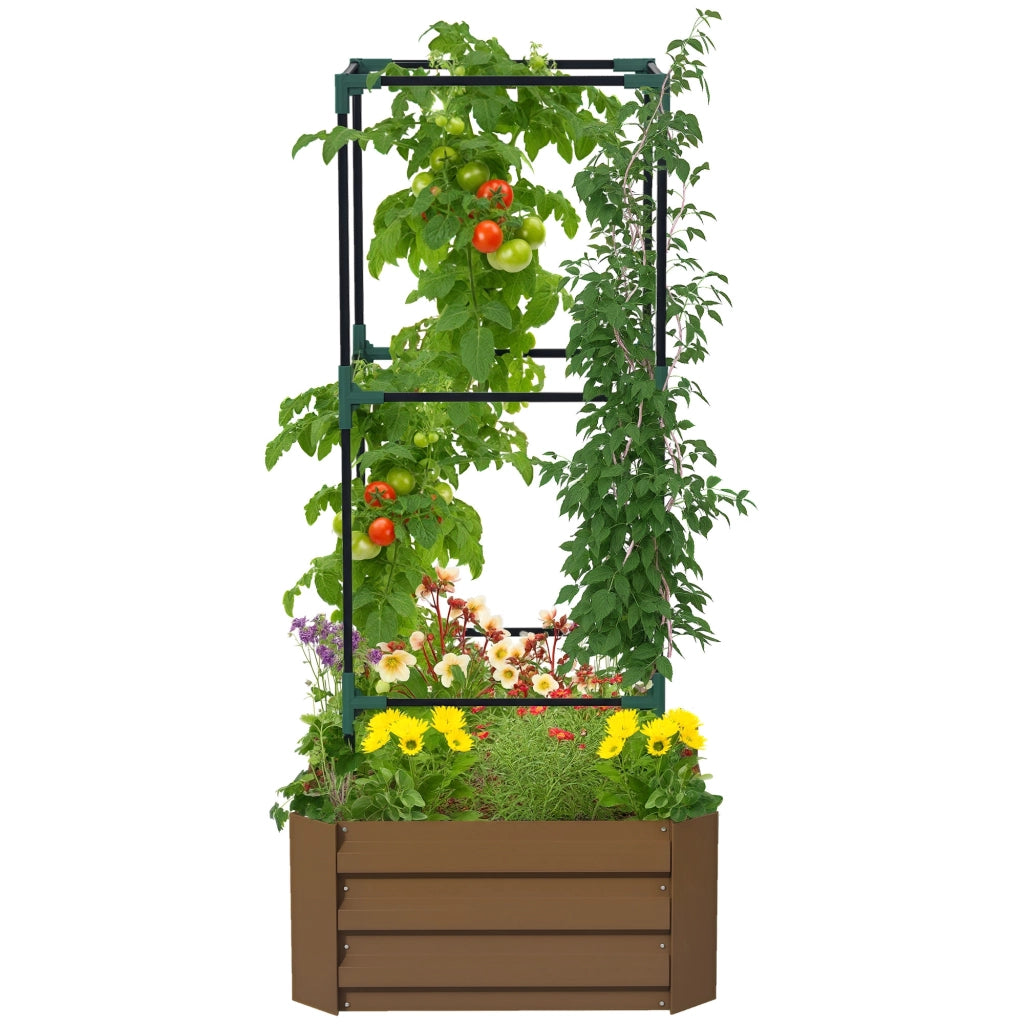 Vaso da Giardino con Griglia di Supporto ¨C zephmum ¨C Marrone 61x61x140 cm