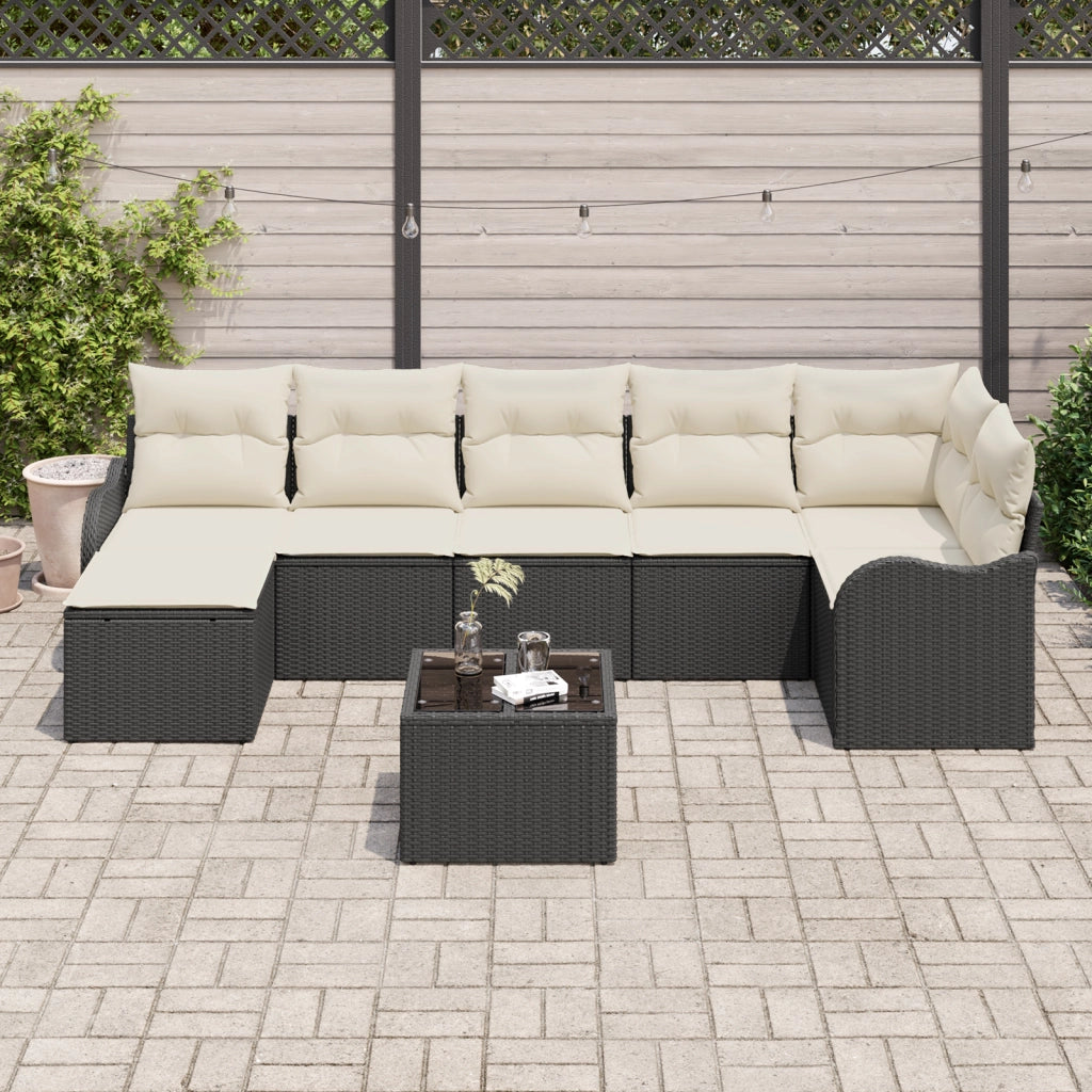 Set Divano da Giardino  da 7 Pezzi con Cuscini Bianco Polyrattan