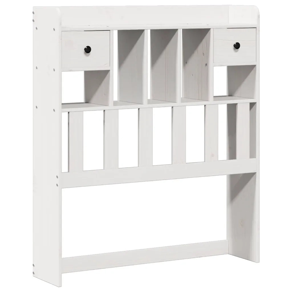 Letto Libreria senza Materasso-Struttura Letto con contenitore Bianca 90x200 cm Legno di Pino 975792