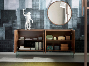 Credenza in noce e vetro temperato
