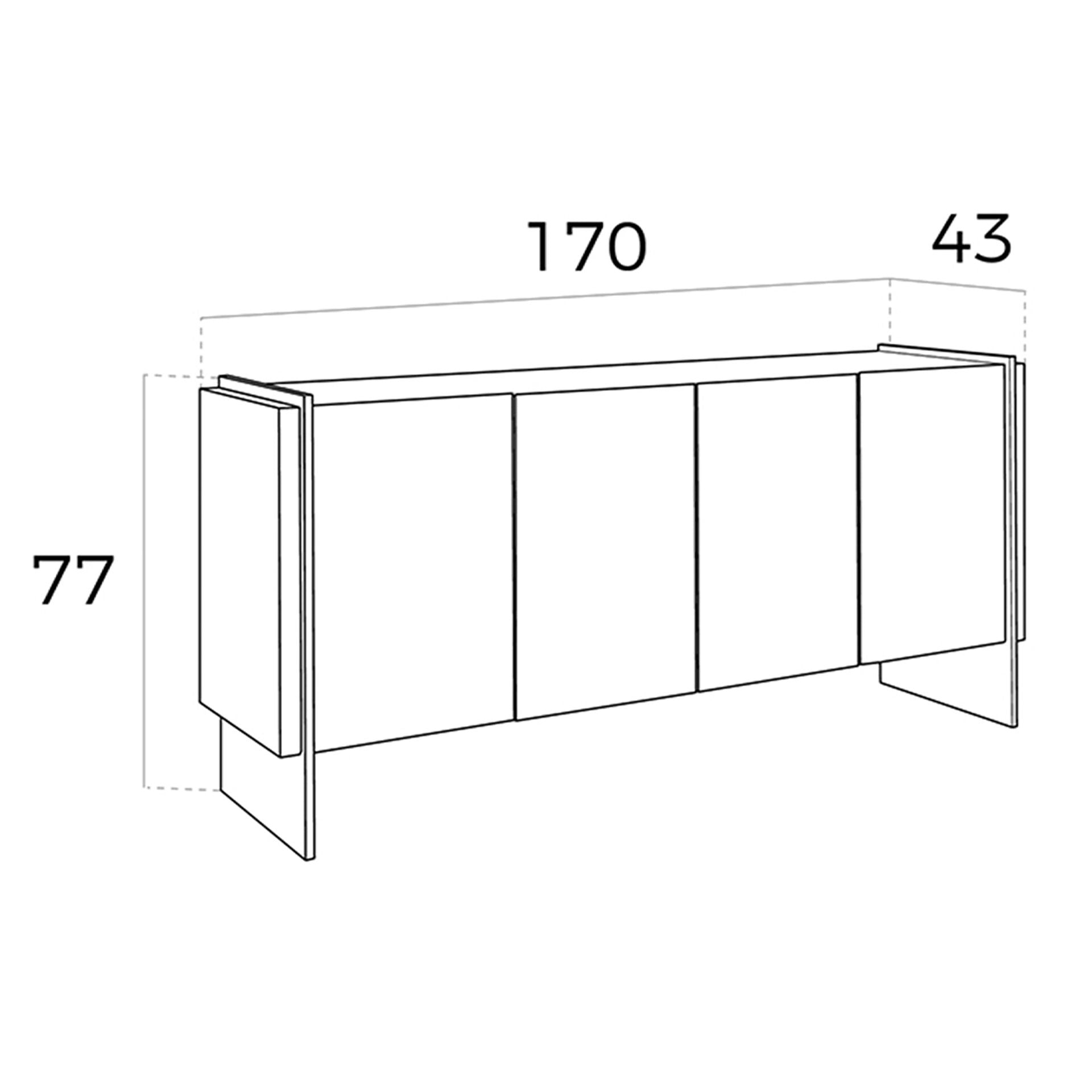 Credenza in noce e vetro temperato