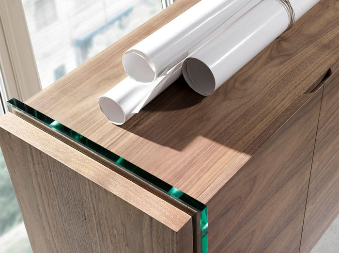 Credenza in noce e vetro temperato