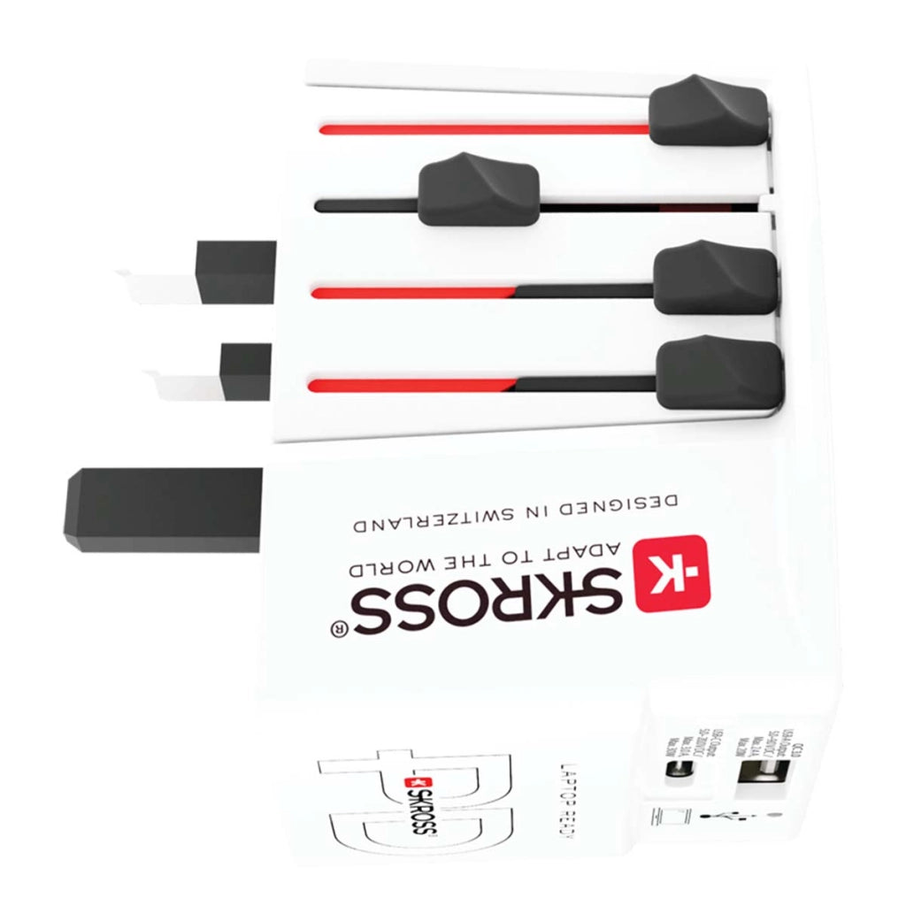 Adattatore da viaggio universale MUV con porte USB-A e USB-C Power Delivery 30W Bianco Skross
