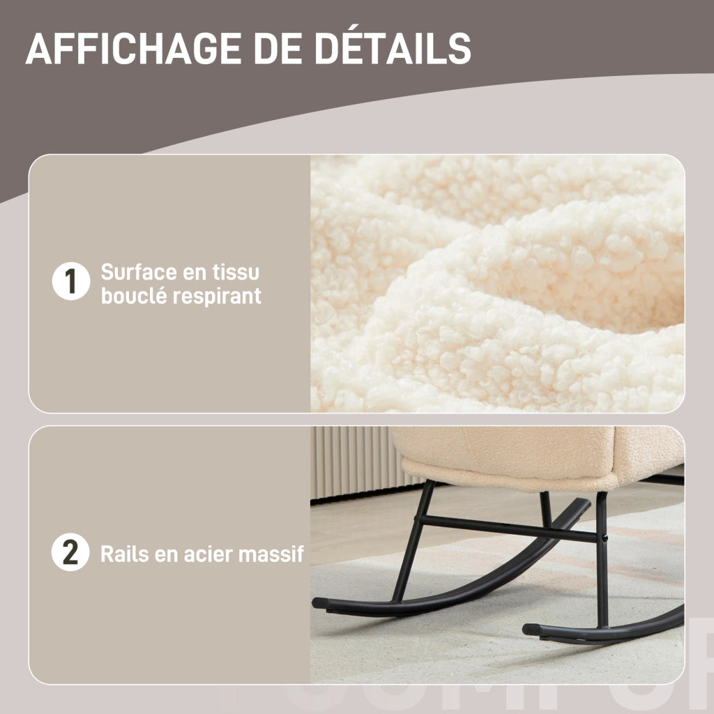 Poltrona a dondolo ¨C zephmum ¨C beige e nero, gambe in acciaio