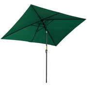 Ombrellone Rettangolare 2x3 m Pieghevole e Regolabile in Alluminio e Poliestere Verde e Nero