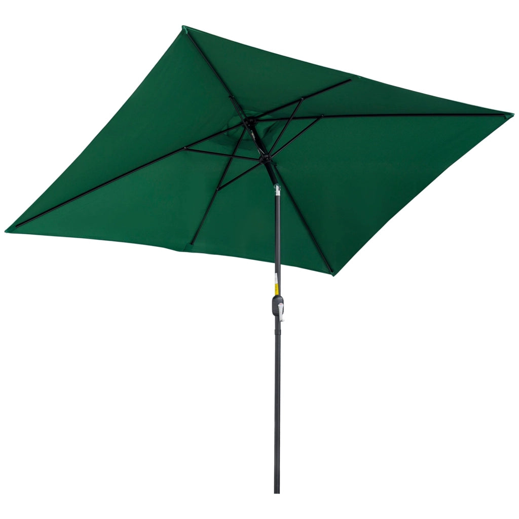 Ombrellone Rettangolare 2x3 m Pieghevole e Regolabile in Alluminio e Poliestere Verde e Nero