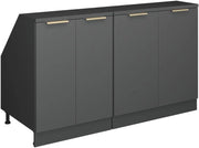 Set di mobili sottotetto Rion, Antracite-oro, 140 cm Set di 2 carcasse armadio profondità 60 cm, adatto per il salvaspazio sotto tetti spioventi