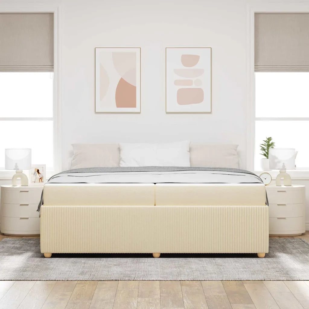 Struttura del letto con materasso Crema 200 x 200 cm Tessuto 3398436