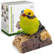 Decorazione animata da uccello - Con sensore di movimento e suono di uccello - Giallo-verde - Decorazione naturale - Adatto per interni -...