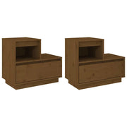 Set di 2 Comodini | Armadio da Notte | Mobiletto da notte Marrone Ambrato 60x34x51 cm in Legno di Pino