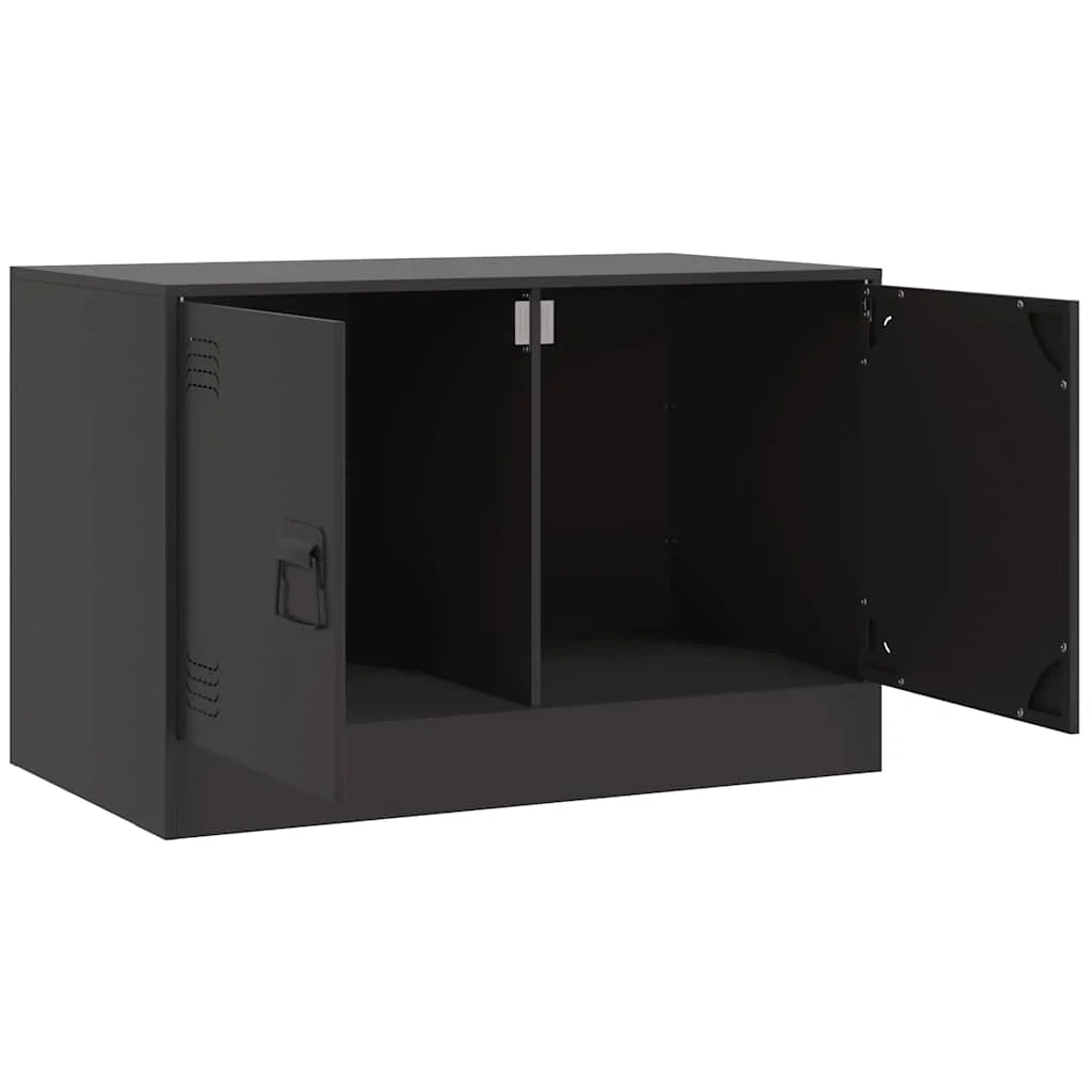 Mobile TV multimediale scaffale TV credenza TV sala da pranzo soggiorno camera da letto 2 pezzi 67 x 39 x 44 cm acciaio nero 02_0028543