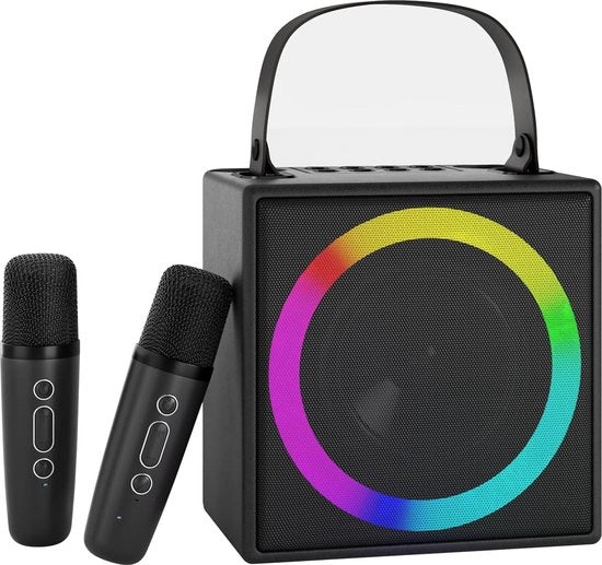 Impianto Karaoke Portatile Macchina Karaoke Bluetooth con 2 Microfoni Installazione altoparlante e PA con USB/TF e AUX per matrimoni e feste a casa Microfono Karaoke portatile