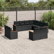 Set Divani da Giardino 11 pz con Cuscini in Polyrattan Nero 3226496