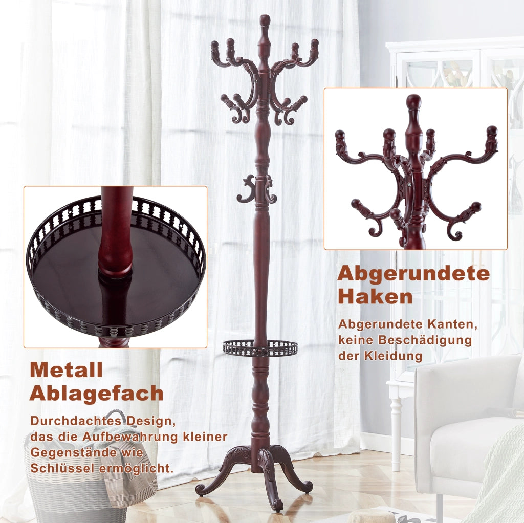 APPENDIABITI da terra classico 195x31x48 cm noce in legno massello e metallo