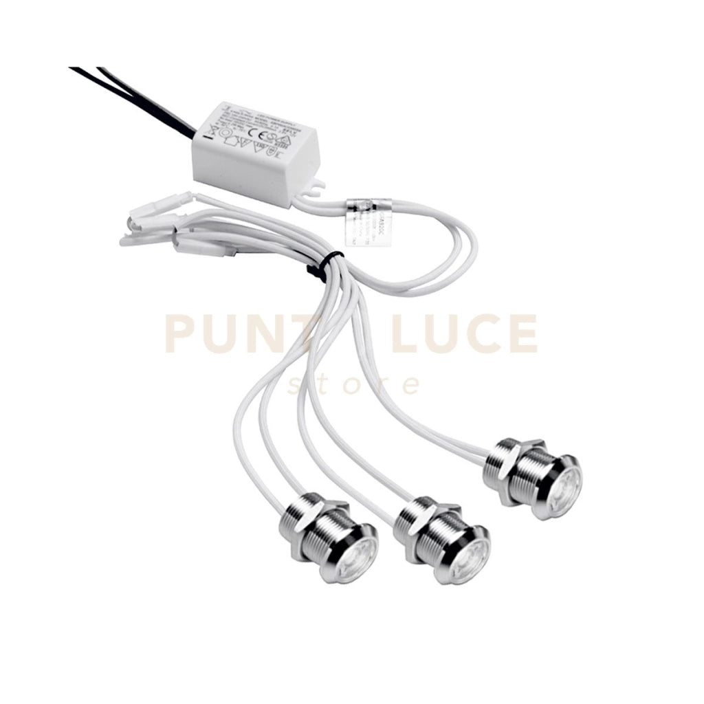GFA922C- MODULO DA 3 FARETTI LED 3000K 450LM 3X1W D.2CM DA INCASSO COLORE ALLUMINIO