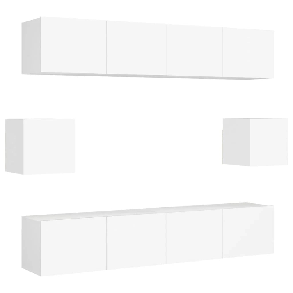 Set di mobili da 6 pezzi tra cui armadio credenza mobile TV televisore per soggiorno camera da letto salotto legno ingegnerizzato bianco 02_0025004