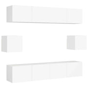 Set di mobili da 6 pezzi tra cui armadio credenza mobile TV televisore per soggiorno camera da letto salotto legno ingegnerizzato bianco 02_0025004