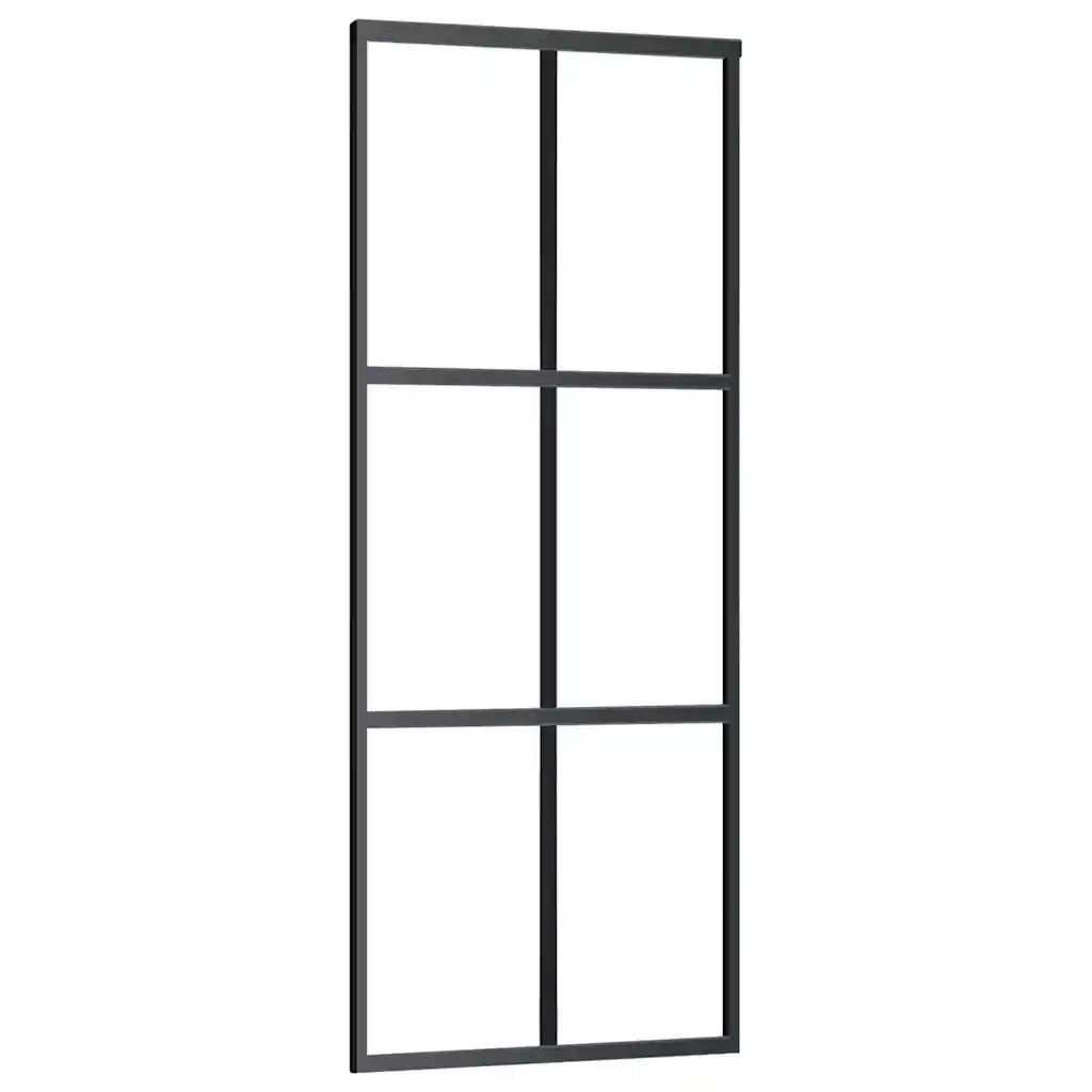 Porta Scorrevole con Ferramenta Nera 76x205 cm in Vetro ESG