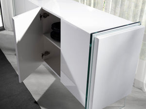 Credenza legno bianco e vetro temperato
