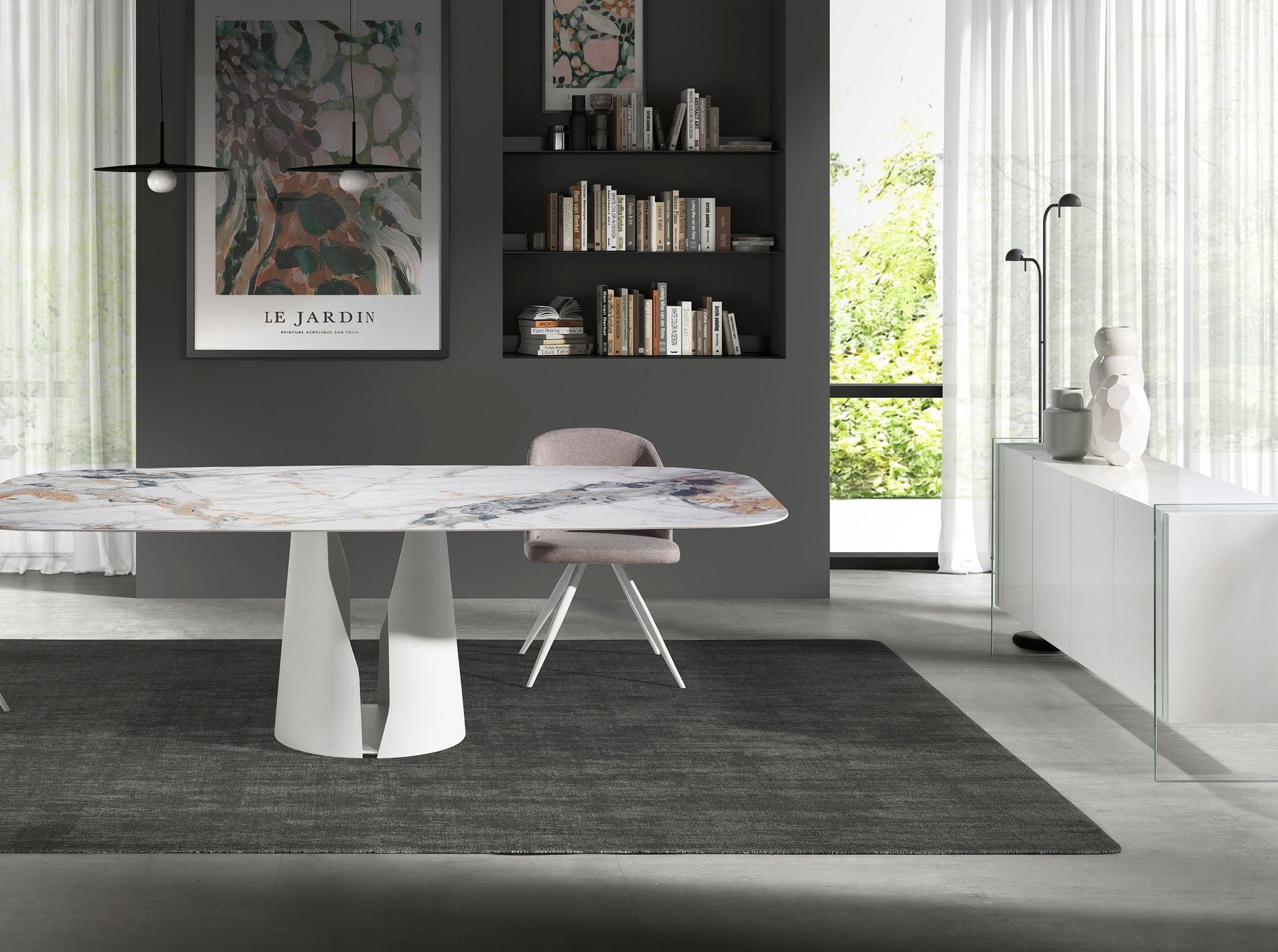 Credenza legno bianco e vetro temperato