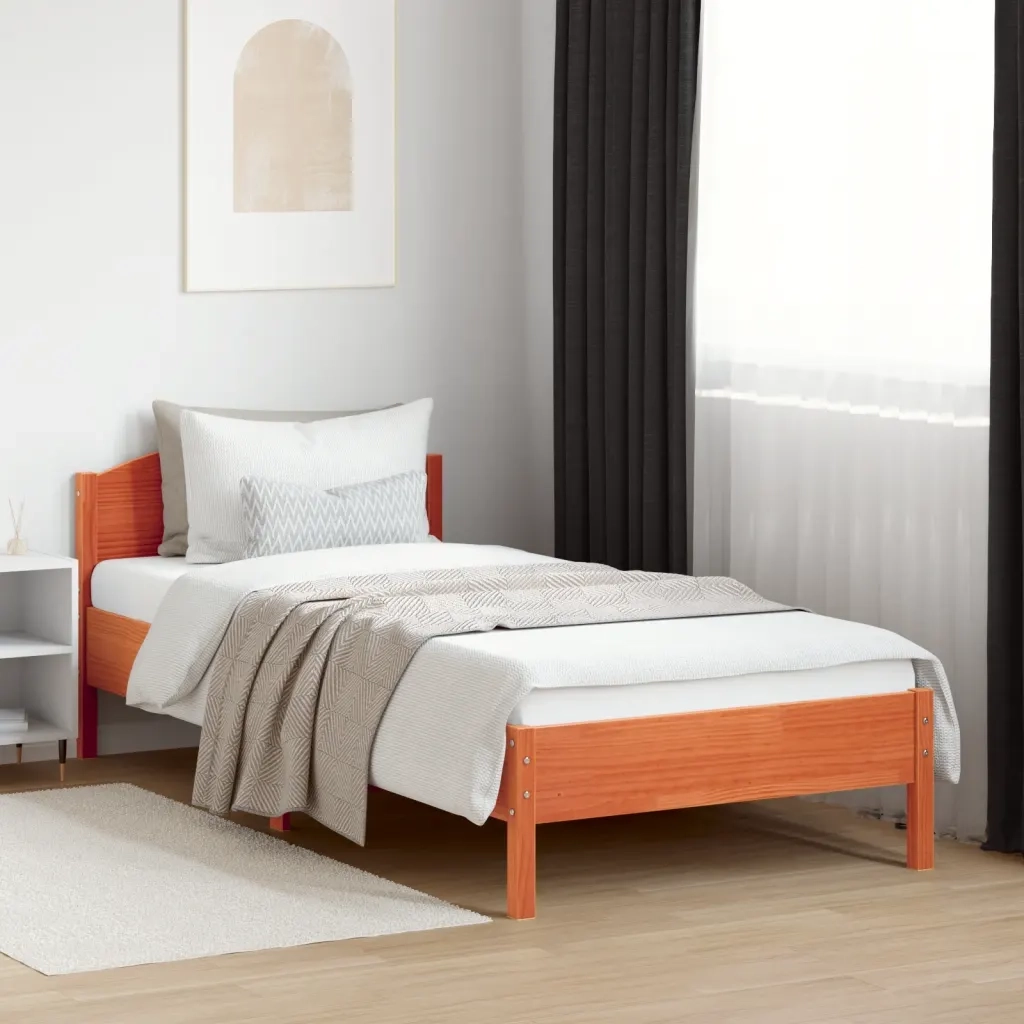 Giroletto con Testiera Marrone Cera 100x200 cm Massello Pinocod mxl 86860