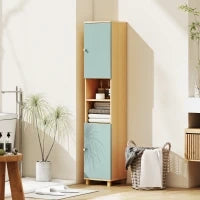 Mobiletto da bagno con 2 ante e 2 scomparti aperti, ripiani regolabili, 30 x 30 x 166 cm, Verde