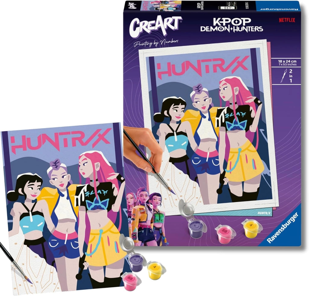 CreArt: KPop Demon Hunters ? Dipingere con i Numeri , Kit Pittura con Pennello e Colori Inclusi, Cornice Inclusa, 18x24c