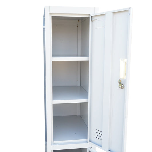 Armadietto metallico doppio tipo spogliatoio grigio con 2 ante con serratura e 6 ripiani – 1700×300×450 mm