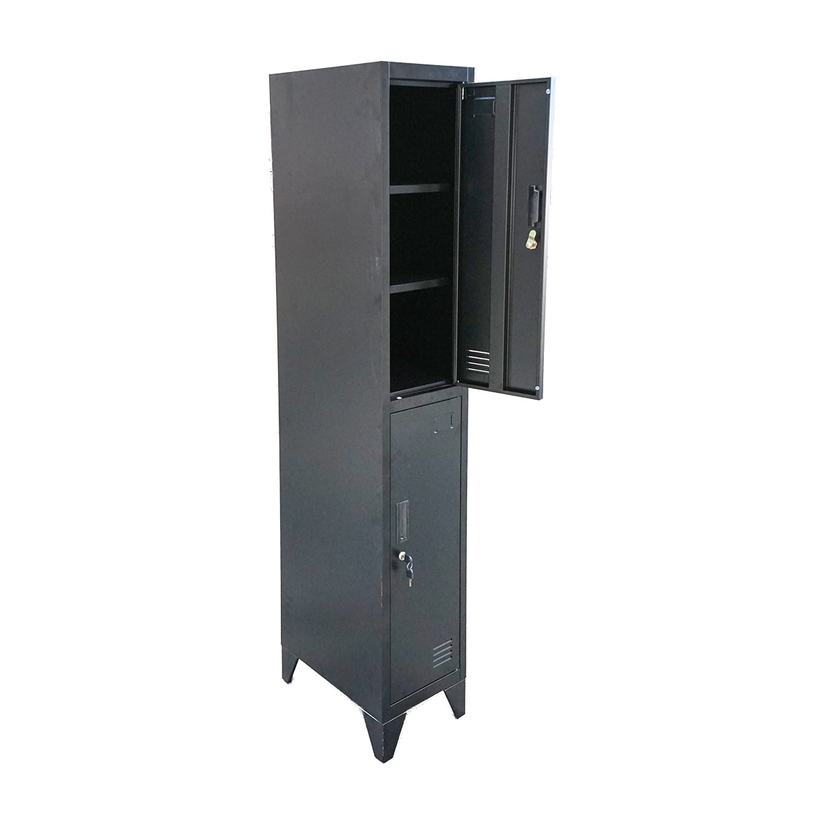 Armadietto metallico doppio tipo spogliatoio – 2 ante, nero, 1850×380×450 mm Breckner Germany