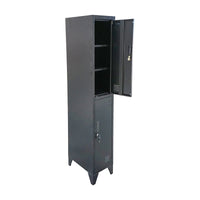 Armadietto metallico doppio tipo spogliatoio – 2 ante, nero, 1850×380×450 mm Breckner Germany