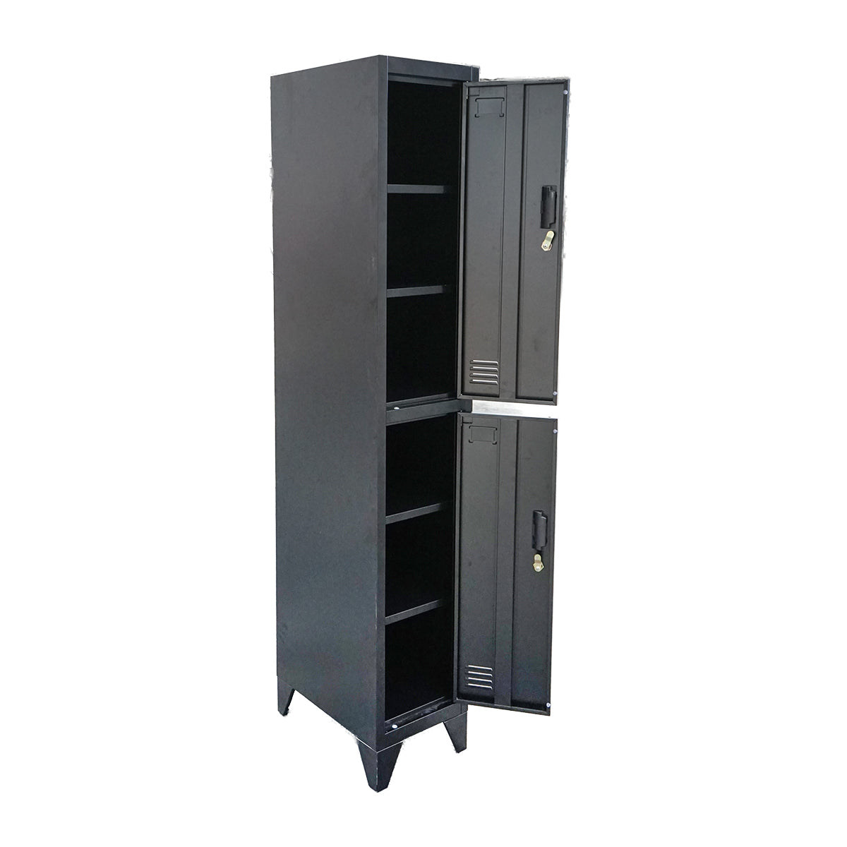 Armadietto metallico doppio tipo spogliatoio – 2 ante, nero, 1850×380×450 mm Breckner Germany