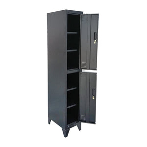 Armadietto metallico doppio tipo spogliatoio – 2 ante, nero, 1850×380×450 mm Breckner Germany