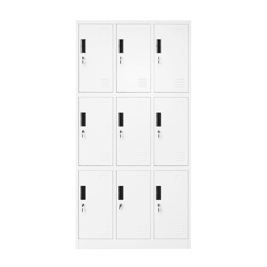 Armadietto metallico tipo spogliatoio cusetatto – 9 ante (3×3), 1800×900×450 mm, grigio Breckner Germany
