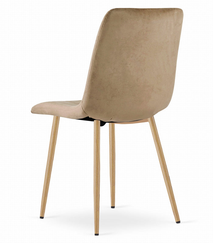 Sedia VALORA JEWA - Moderna in velluto marrone con gambe in legno x 2