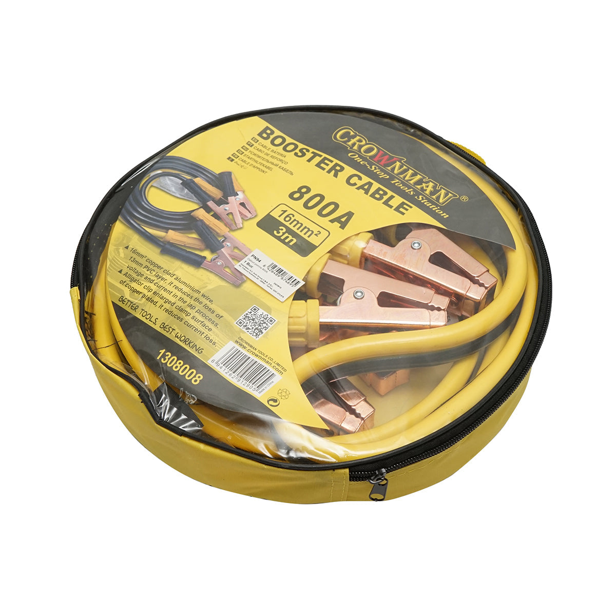 Cavi di avviamento Crownman – 800A, lunghezza 3 m, sezione 16 mm²