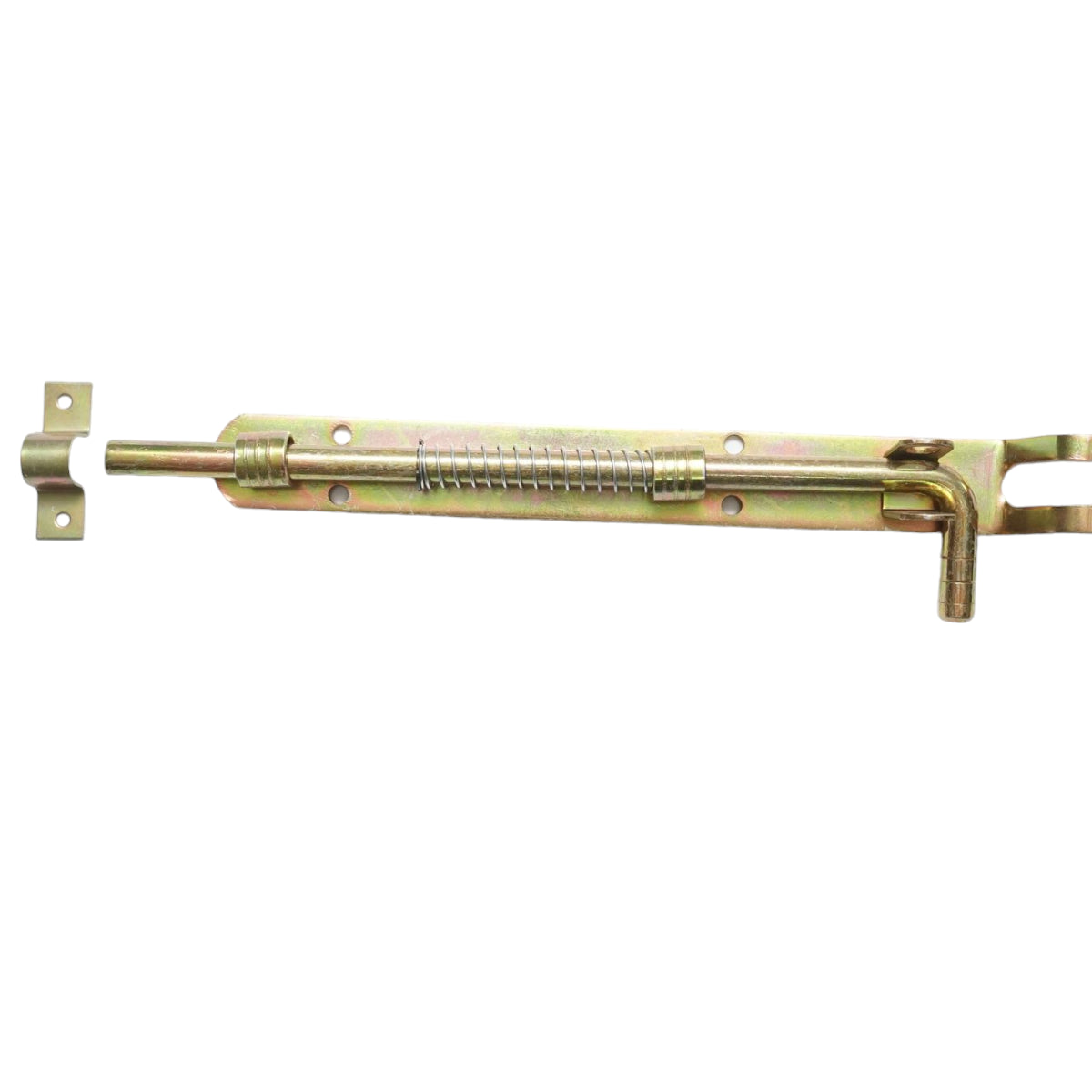 Chiavistello tipo “L” con molla da 300 mm e blocco per lucchetto