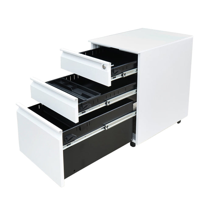 Classificatore metallico a 3 cassetti con ruote – 600×390×520 mm, grigio RAL 7035 Breckner Germany