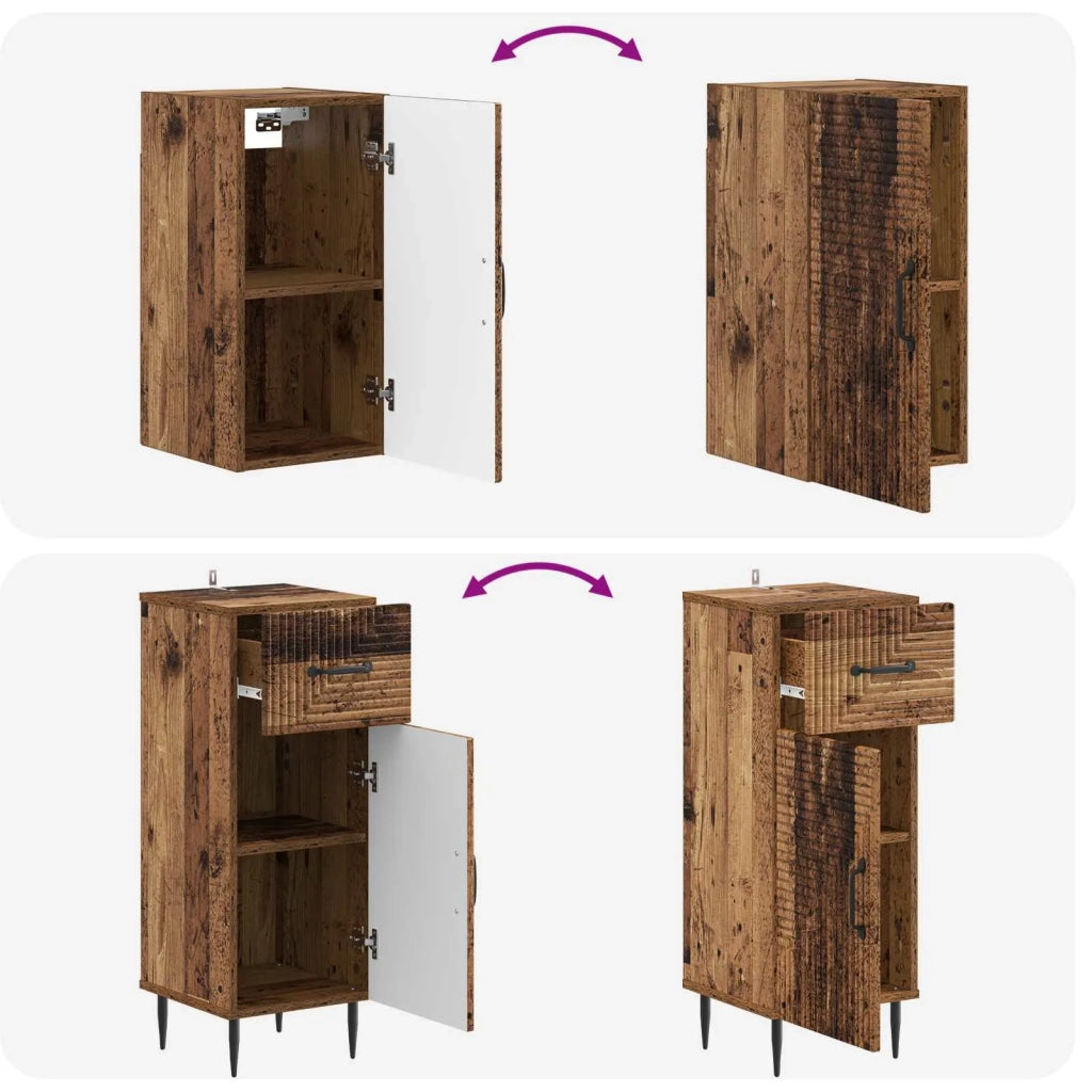 Set di Mobili da Bagno da 4 Pezzi HAARLEM Legno antico 3417943
