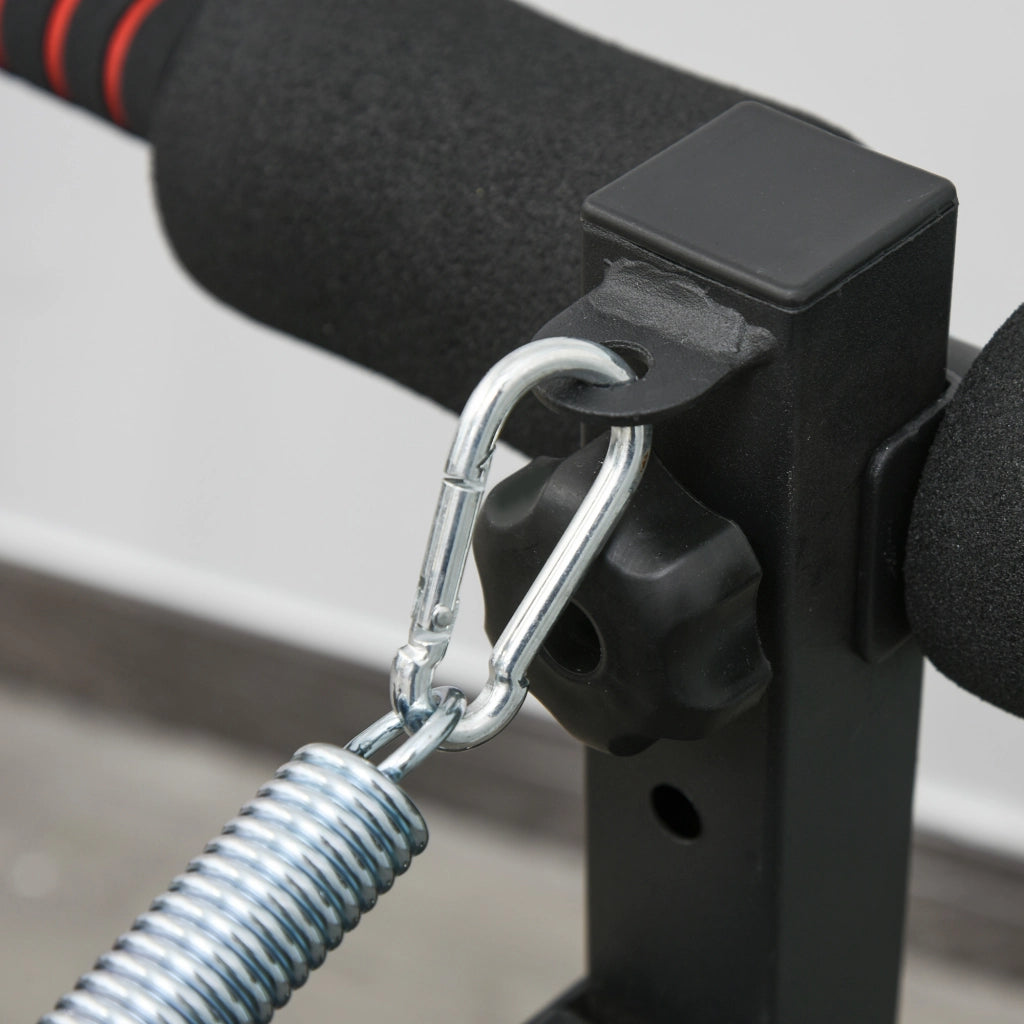 Panca Sit Up Addominali con Cavi ¨C zephmum ¨C Regolabile e Ripiegabile, Acciaio Nero+Rosso 137x51x50-66 cm