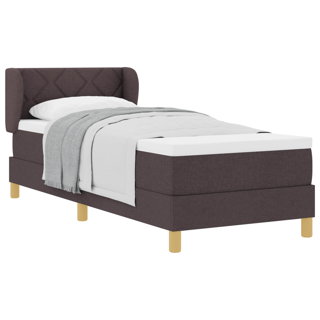 Letto con Box Spring e Materasso - Marrone Scuro, 80x200 cm, Tessuto