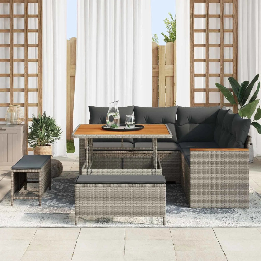 Set Divano da Giardino 8 pcs Grigio polyrattan 3362908