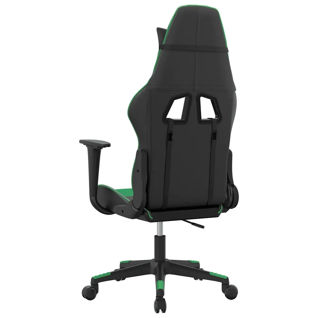 Sedia da Gaming | Sedia da e-sports Massaggiante Nero e Verde in Similpelle