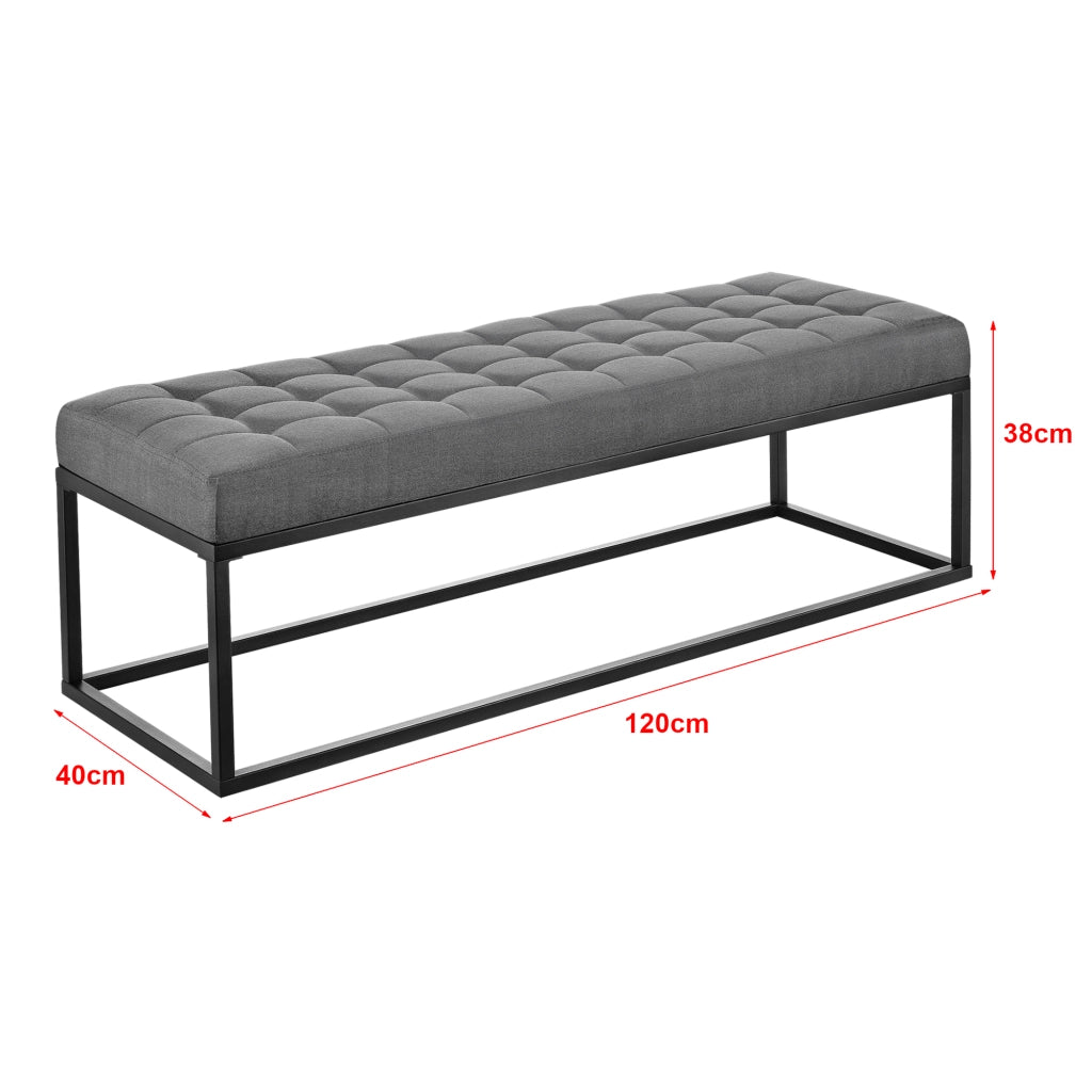 Panca per Interni Salta Ottomana Imbottita Trapuntata 120x40x38 cm Grigio pro.tec