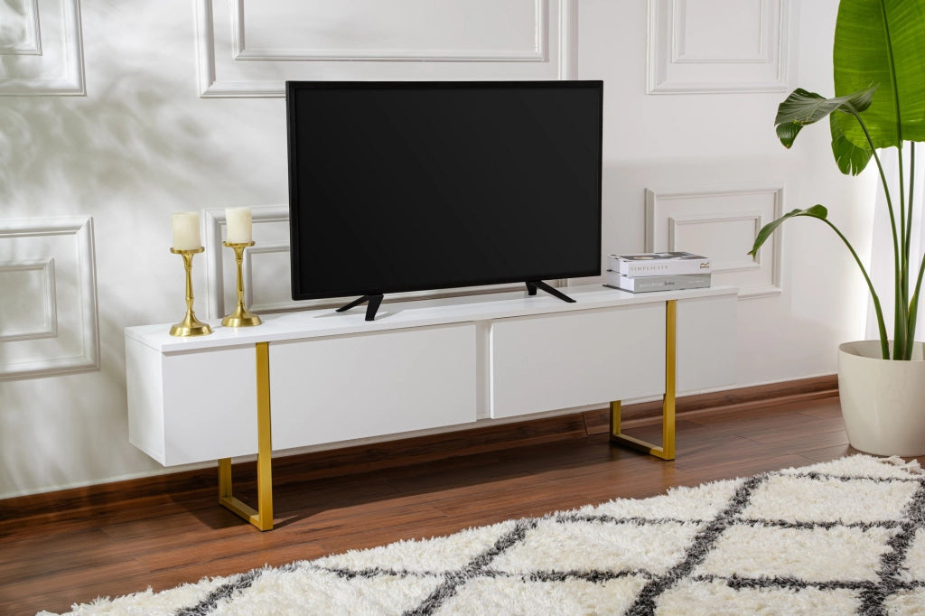 Porta TV in legno "Serenity" - 180 x 29 x 50 cm - Bianco