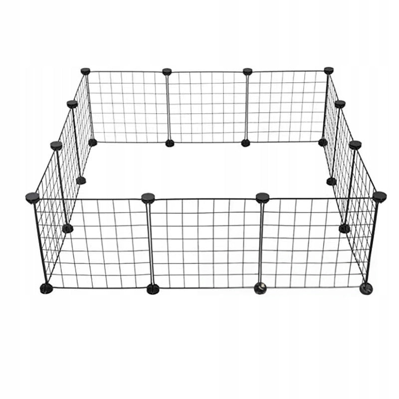 Recinto da gioco in metallo nero per cani, gatti, cuccioli e conigli, 108 cm